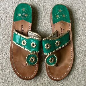 Jack Rogers green and gold sandals